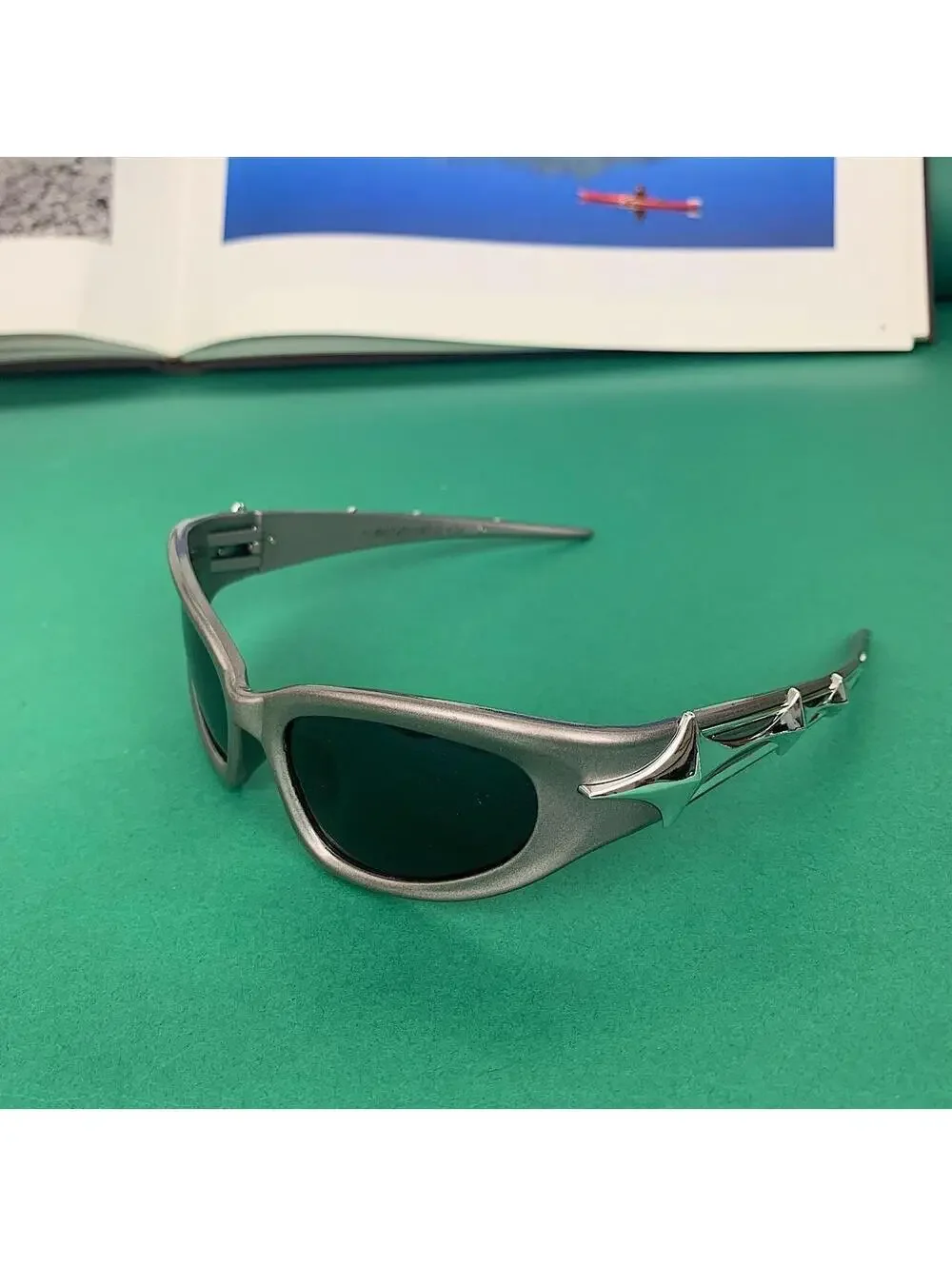 Y2k Cyber Style Futuristic Star Smoke Grey Grunge Sunglasses. Unisex